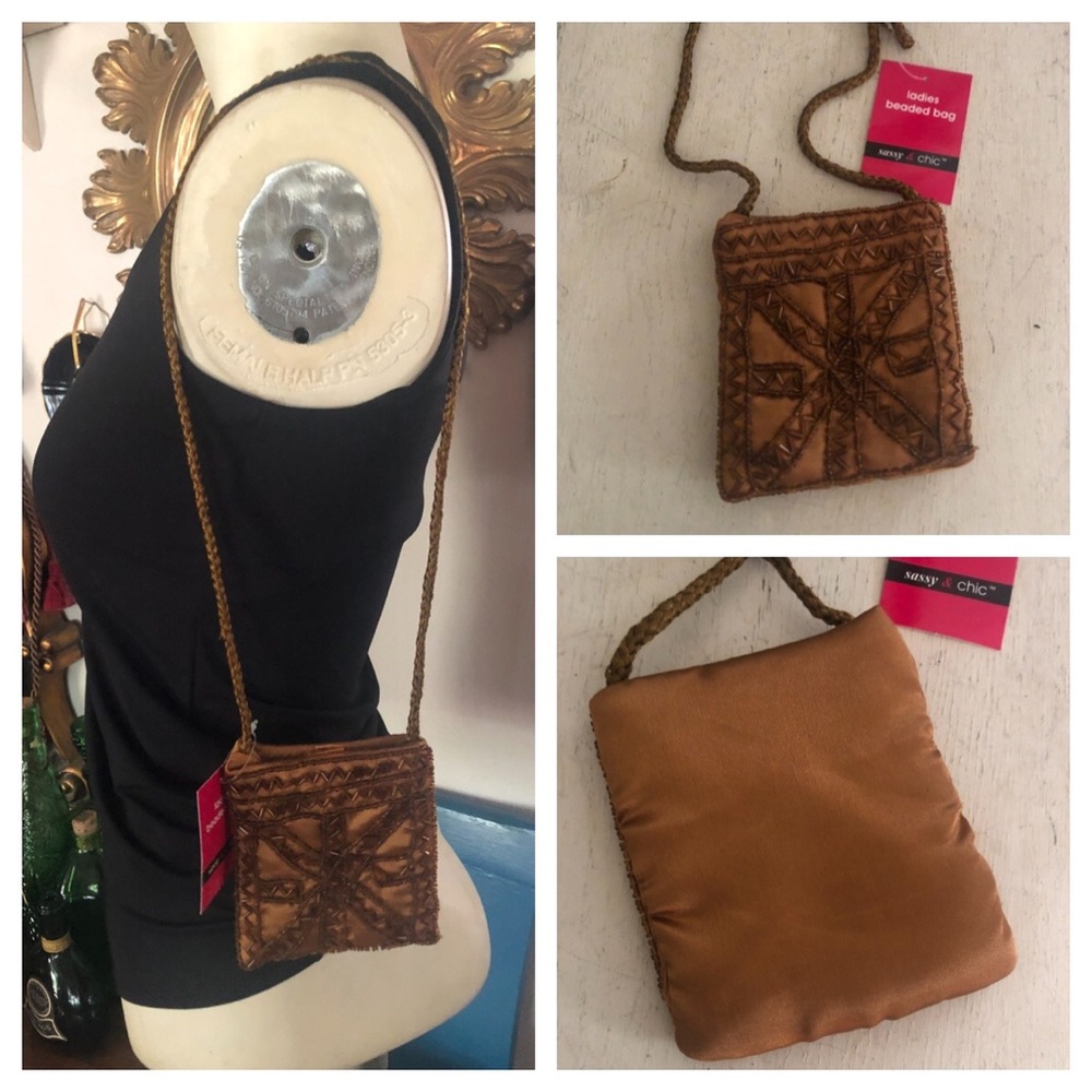 Copper Beaded Mini Purse Bag